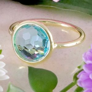 Shablis NWT Sky Blue Quartz & 14K Gold Plated Lollipop Ring